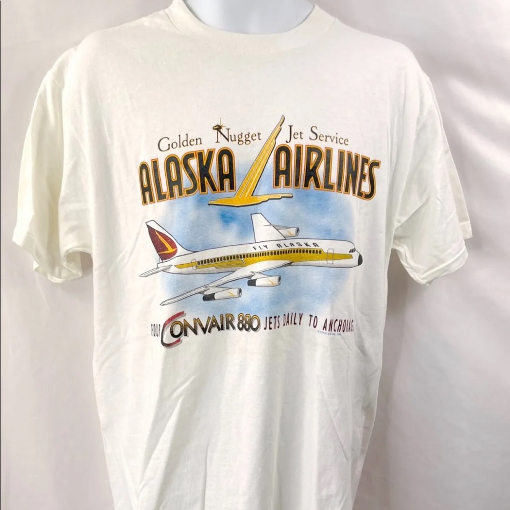 VINTAGE ALASKA AIRLINES MENS L TSHIRT